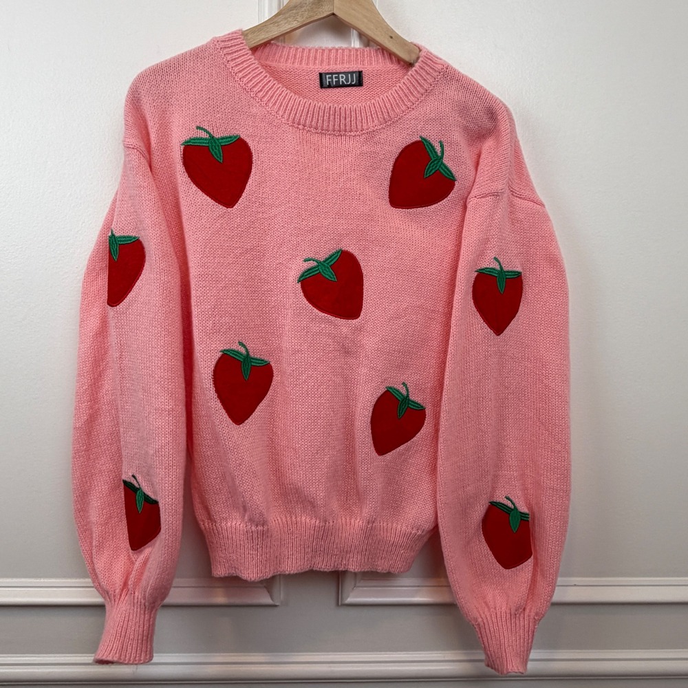 Pink Strawberry Knit Sweater